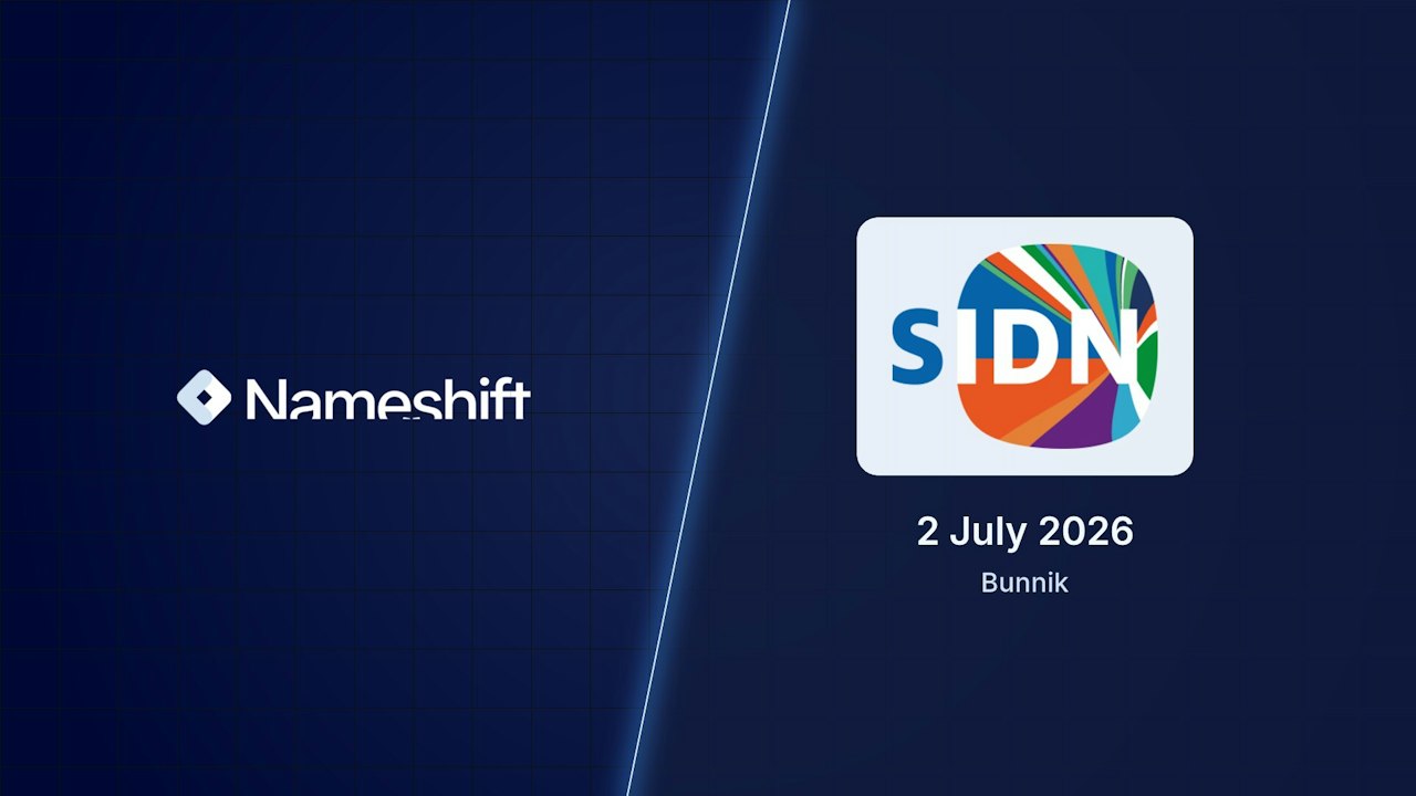 Nameshift and SIDN logos with the date 2 July 2026, Bunnik.